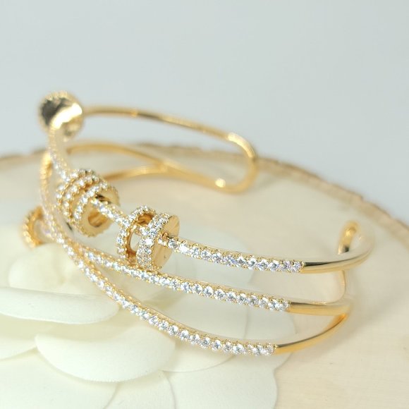 NEW Pave CZ Open Cuff Bangle Bracelet - Picture 9 of 12